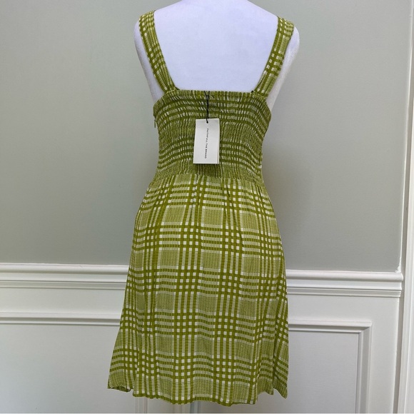 Faithfull the Brand Green and White Ruched Sweetheart Sundress - Picture 3 of 13